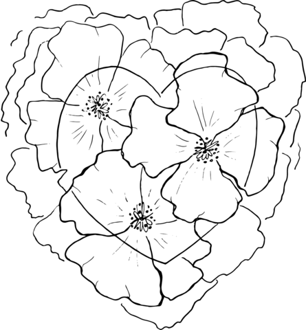 Flower Heart Coloring Page